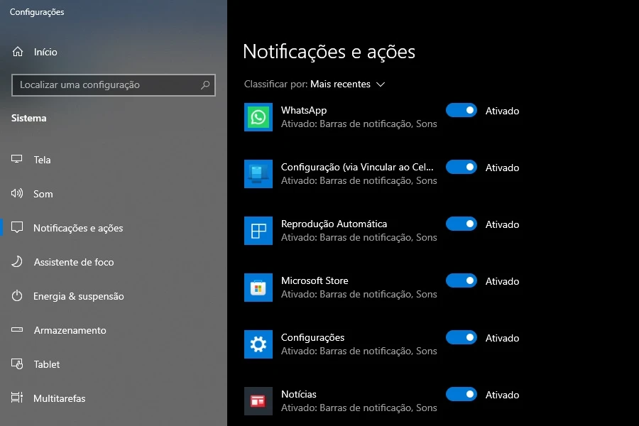 Como desativar notificações de aplicativos específicos?