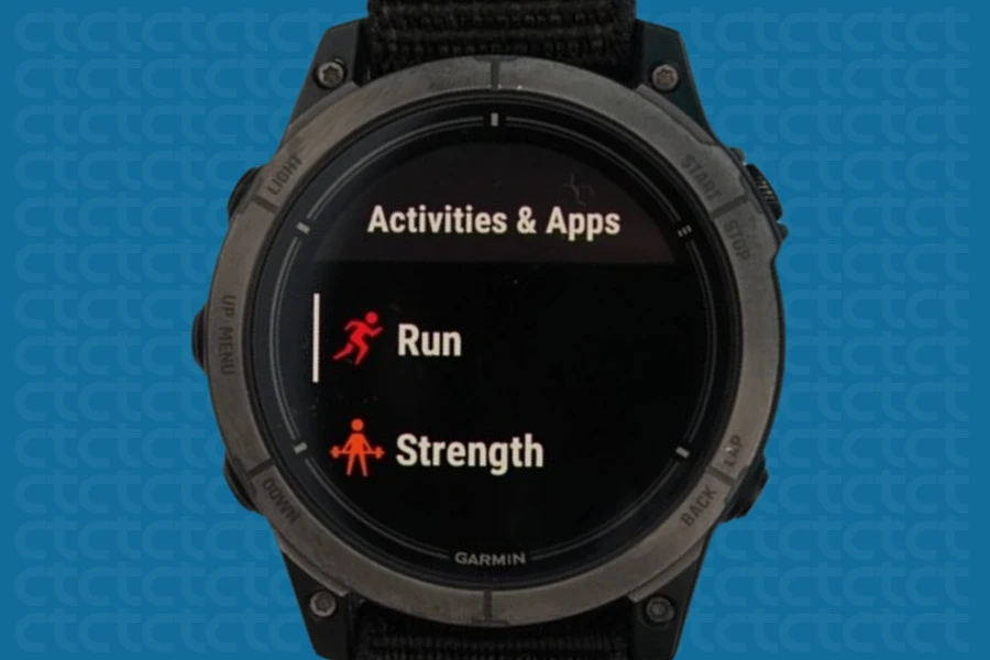 Acessando as configurações do relógio Garmin.