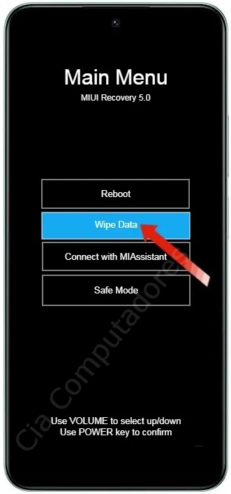 Formatando o Xiaomi 13 Lite 5G através dos botões (modo de recuperação)