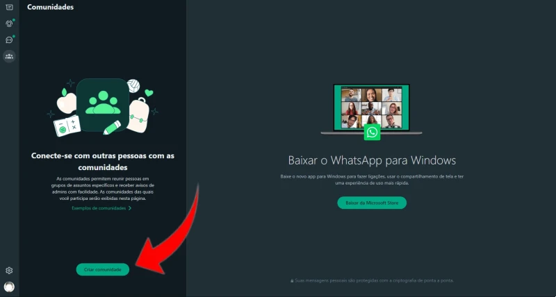 Criando uma Comunidade no WhatsApp a partir do computador.