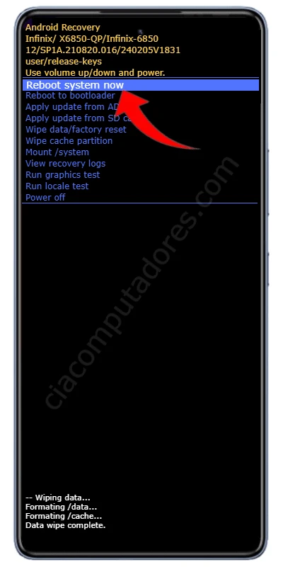 Passos para formatar o Infinix Note 40 5G