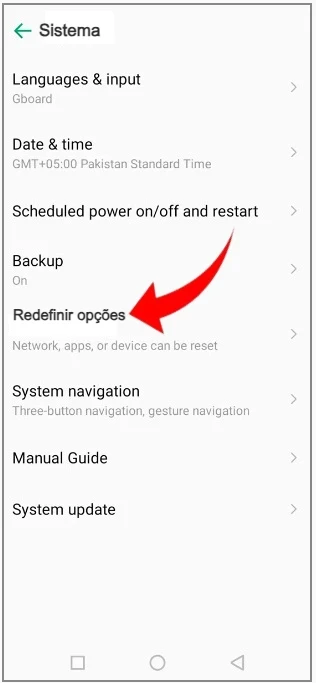 Passos para restaurar o Infinix Note 40 5G pelas configurações