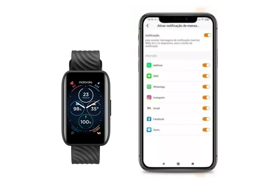Configurando as notificações no Moto Watch 40.