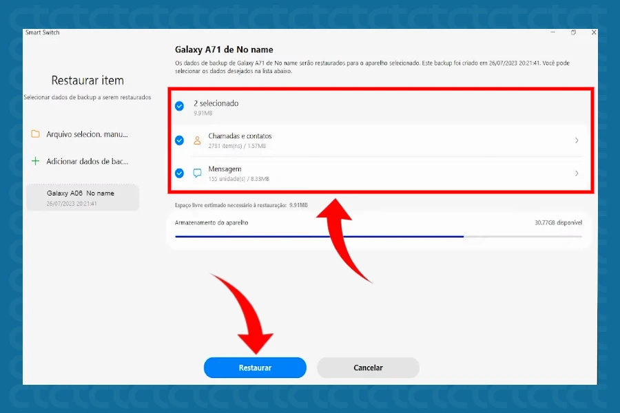 Como restaurar dados de backup do Samsung Galaxy A06?