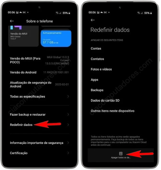 Como formatar o Xiaomi 15 através das configurações?