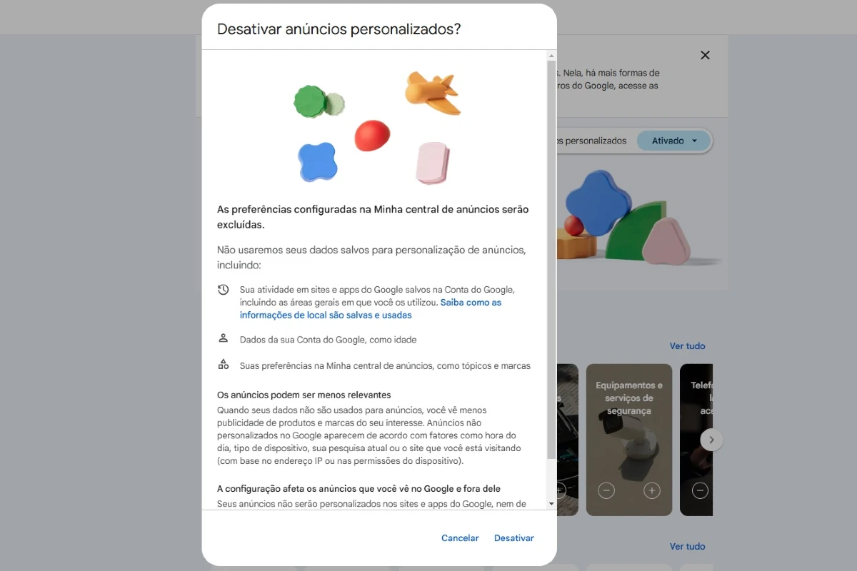 Anúncios personalizados do Google: como desativar?