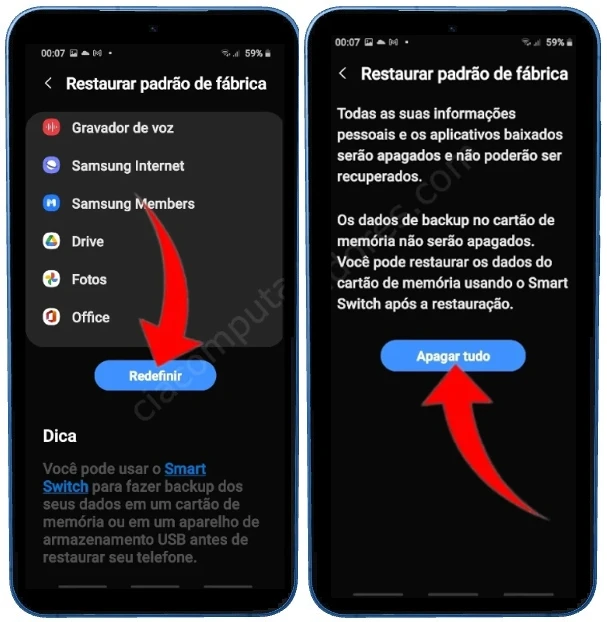 Como formatar o Samsung Galaxy S25 pelas configurações?